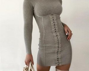 Women's Turtleneck Long Sleeved Dress