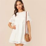 Women's Boho Style White Mini Dress