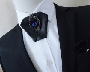 Korean Leather Bow Tie Neckties Metal Rhinestone Tassel Neck Ties Men's Shirt Cravat Wedding Luxury Jewelry Accessories