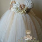 POSH DREAM Ivory Champagne Flower Girl Dress for Wedding Party Shabby Flower Kids Party Clothes for Children Girls Tutu Dress
