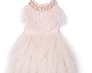 Party Dress for Girl Feather Sleeveless Beading Evening Dress Elelgant Children Bithday Tutu Dress Baby Girls Kids Vestidos