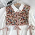 Women Vintage Floral Embroidery Half Top Shawl Cheongsam Fake Collar Capelet