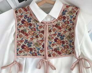 Women Vintage Floral Embroidery Half Top Shawl Cheongsam Fake Collar Capelet