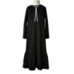 kids & teenager big girls long sleeve black cotton casual flare maxi dress with removable pin 3 to 16 years fall winter dress