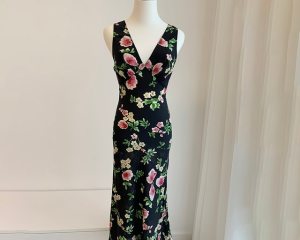 Spring And Summer New Products Australian Niche 100% Silk Crepe De Chine V-Neck Moon Flower Dress