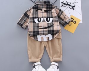 Autumn Spring Baby Boy Fashion Formal Clothing Set Kid Suits Set Plaid Shirt Pants 2pac/set Children Clothes Set 1 2 3 4 5 Years