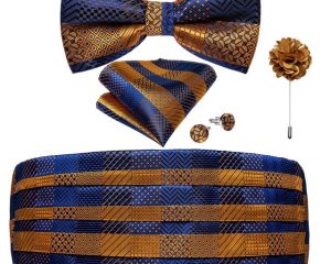 Black Floral Silk Wedding Men's Cummerbunds Bow Tie Brooch Set Tuxedo Formal Wide Belt Ceremonial Belt Elastic Waistband DiBanGu