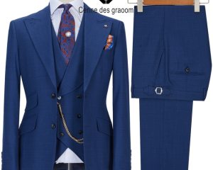 Cenne Des Graoom Men's 3 Piece Formal Slim Fit Suits Set Tailor Made Elegant Solid 2 Button Single Breasted Jacket Vest Pants