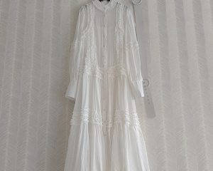 DEAT Woman Dress Edible Tree Fungus Stand Collar Long Sleeve Belt Loose Waist Elegant Vintage Style New Autumn Tide 15XF328