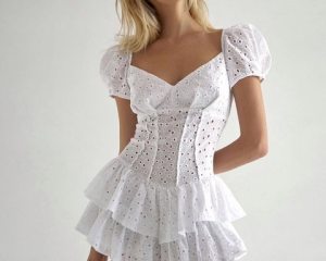 Darlingaga Fashion V Neck Ruffles Pleated Dress Women Puff Sleeve Chic Black Summer Dress Party Hollow Out Vintage Corset Ladies