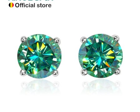 KNOBSPIN D Color Moissanite Earring S925 Sterling Sliver Plated with 18k White Gold Earring for Women Man Sparkling Fine Jewelry