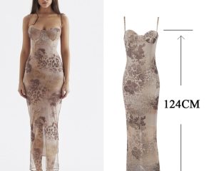 Mingmingxi Floral Print Maxi Prom Dress Sexy Mesh Celebrity Evening Party Dresses Bodycon Spaghetti Strap Summer Women Dresses