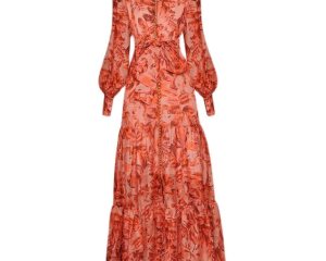 MoaaYina New Fashion Designer Summer Dress Women's Lantern Sleeve Single-breasted Lace up Floral print Party Midi Dress