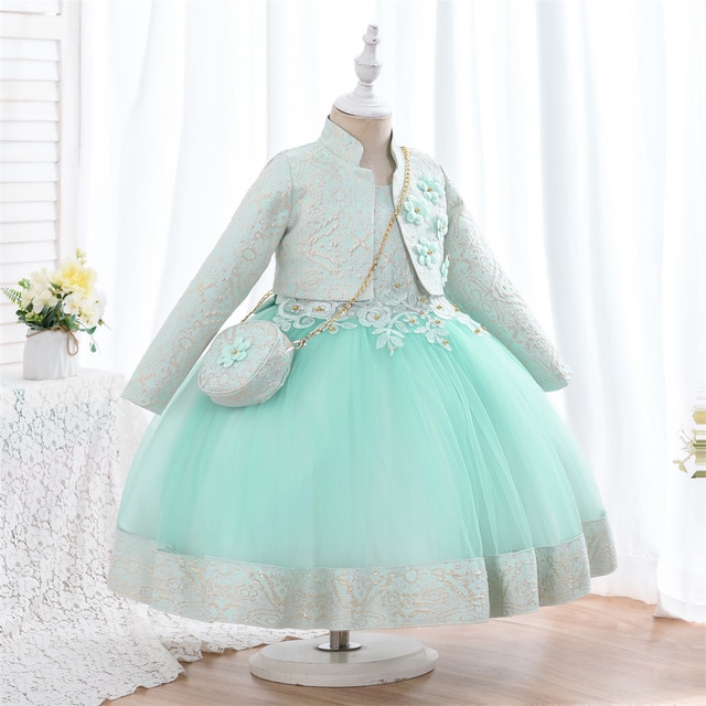 Yoliyolei 3pcs/set Puffy Dress for Girls Jacquard Pattern Tulle Patchwork Children Clothing 3D Appliques Casual Birthday Dresses - Image 5