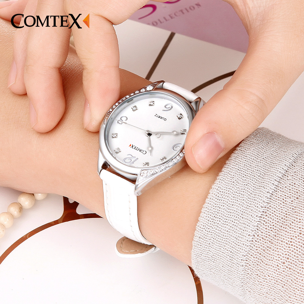 Comtex Women's Watch Black White Leather Strap Girl Watches Lady Wristwatch Waterproof Quartz Crystal Spring Fashion Clock reloj - Image 7