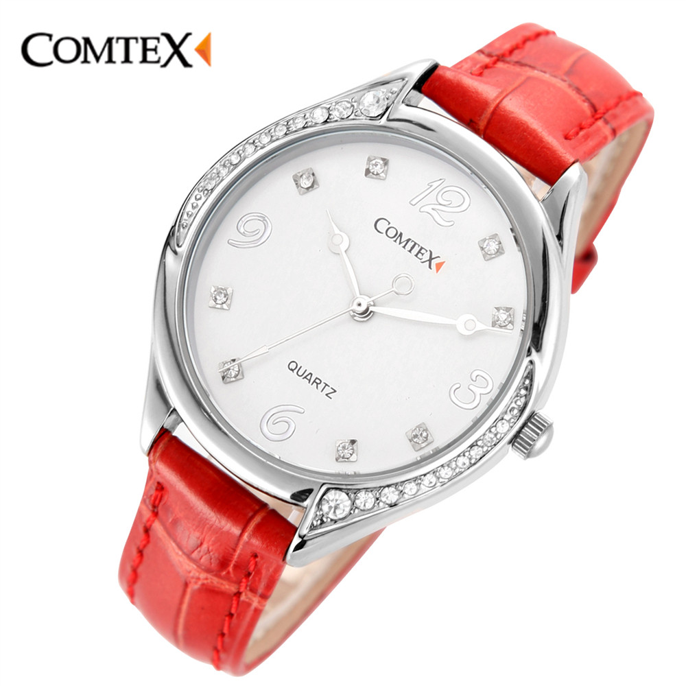 Comtex Women's Watch Black White Leather Strap Girl Watches Lady Wristwatch Waterproof Quartz Crystal Spring Fashion Clock reloj - Image 3