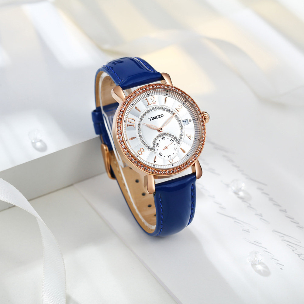 TIME100 Women Watches blue leather Bracelet Quartz Wrist Watches For Women alloy Dial Ladies Clock relogio feminino - Image 3