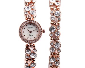 TIME100 Women Bracelet Watches Quartz Waches Diamond Rose Gold Shell Dial Ladies Dress Wrist Watch Clock Gift Relogio feminino