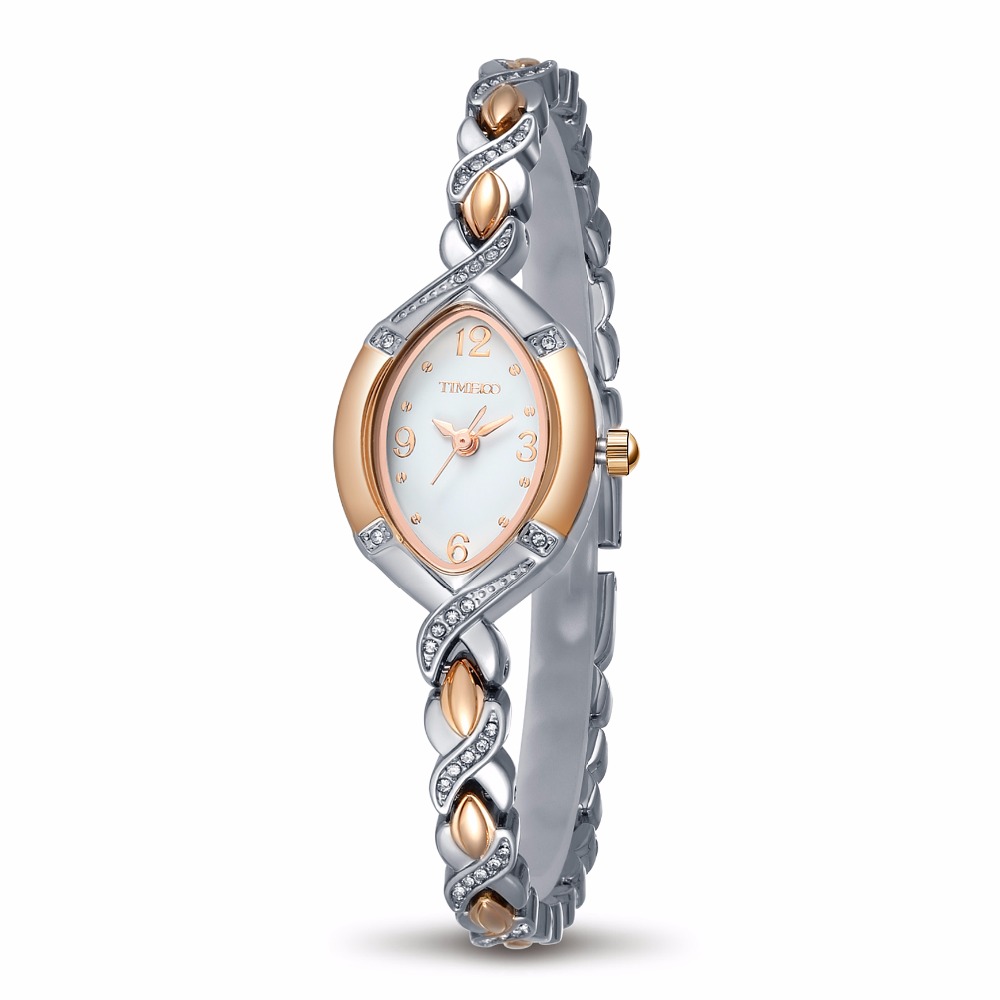 TIME100 Women Watch Quartz simple style Gold Silver watch Crystal Dial Rhinestone Alloy Strap Women Watches relogio feminino