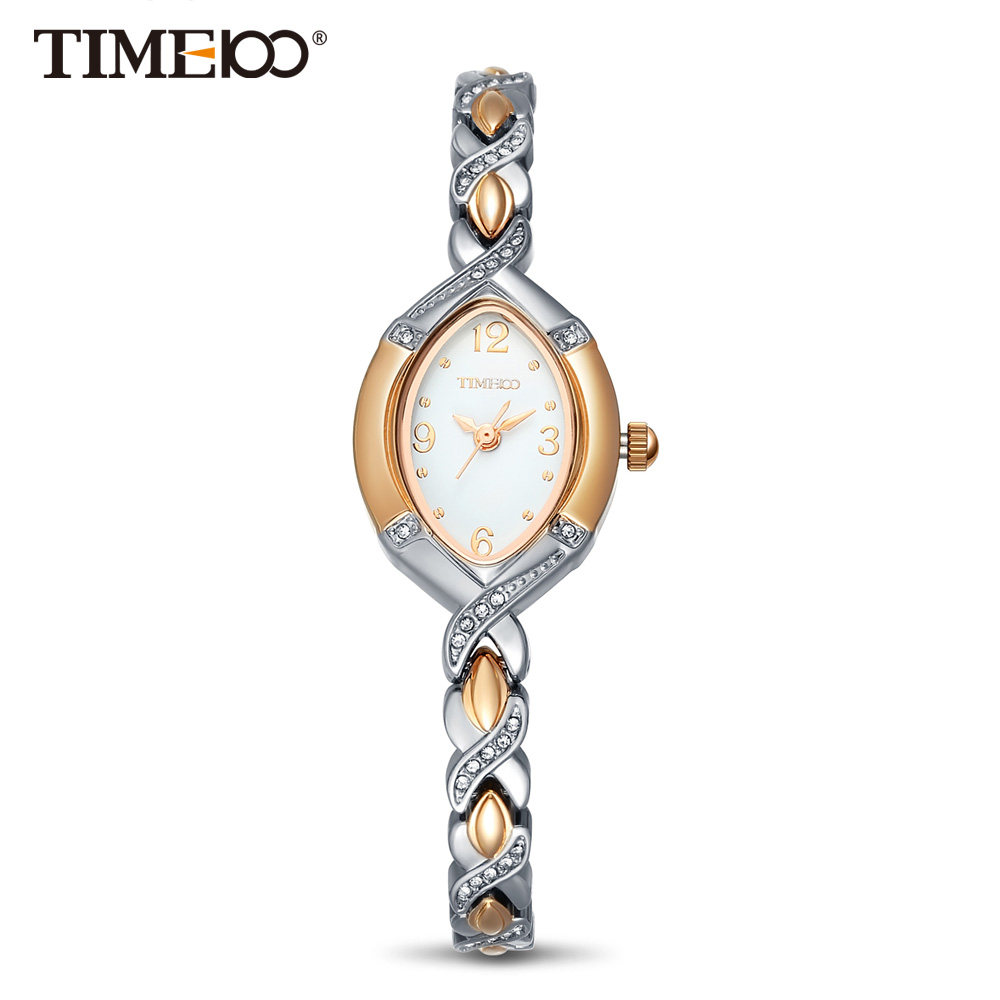 TIME100 Women Watch Quartz simple style Gold Silver watch Crystal Dial Rhinestone Alloy Strap Women Watches relogio feminino - Image 3