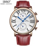 IBSO Brand Woman Watches 2020 Genuine Leather Strap Quartz Watch Women Calendar Week Display 3ATM Waterproof Montre Femme