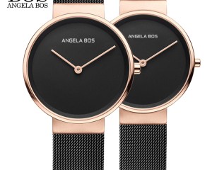 BOS Ultra Thin Simple Nordic Design Couple Watch Sapphire Weave Stainless Steel Luxury Brand Quartz Lovers Women Watch Men Clock