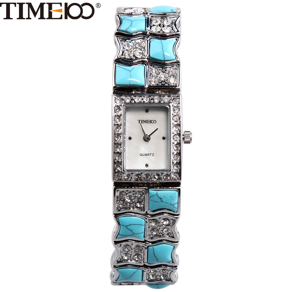 TIME100 Luxury Women's Bracelet Watch Jewelry Clasp Alloy Strap Turquoise Shell Rhinestone Quartz Dress Watches relogio feminino - Image 3
