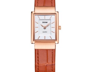 DOM women leather gold watch luxury brand waterproof style quartz Square watches G-1089