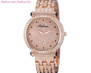 Melissa Lady Women's Watch Japan Quartz Hours Fine Fashion Party Bracelet Steel Luxury Rhinestones Crystal Birthday Gift Box