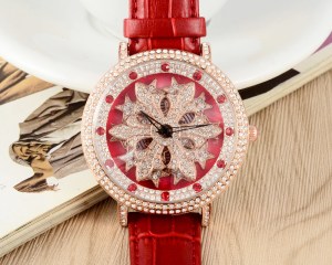 GOOD LUCK Rotation Series Crystals Watches Women Blingbling Crystals Snowflake Party Dress Wrist watch Quartz 45MM Relojes W057