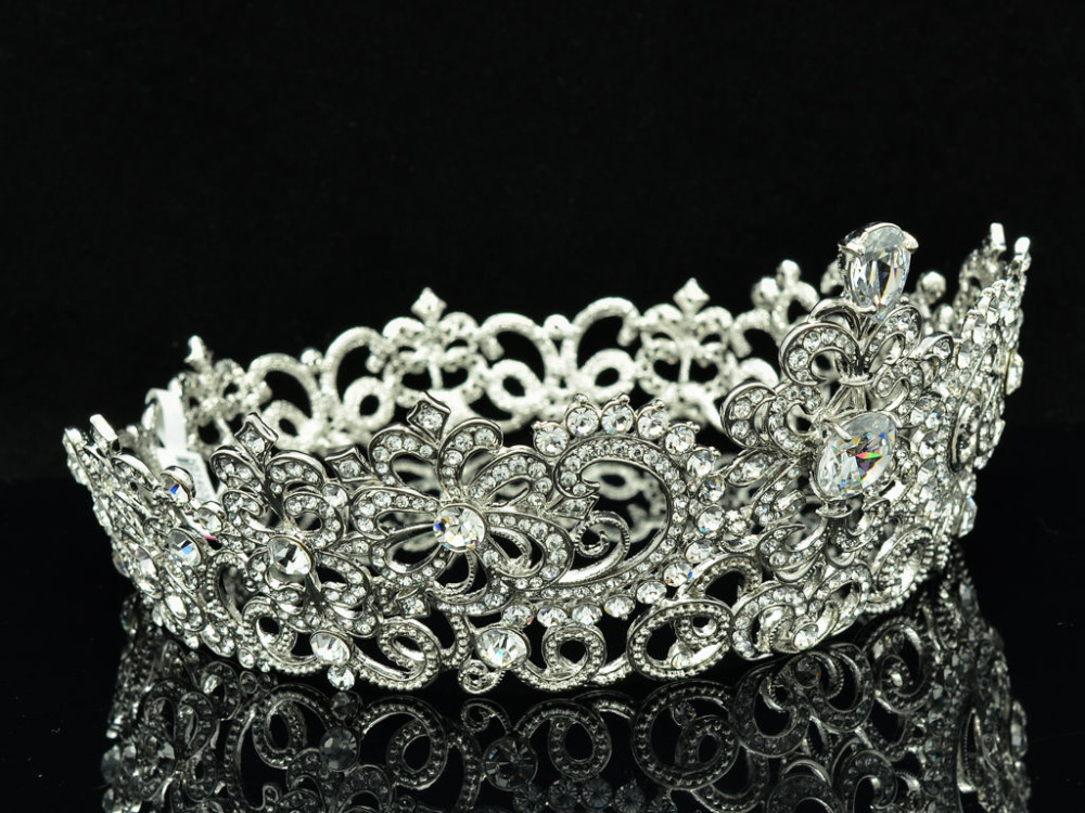 Free Shipping Trendy Cute Hi-Q Crystal Zircon Symmetric Tiara Crown Wedding Ball Jewelry 8648 - Image 4