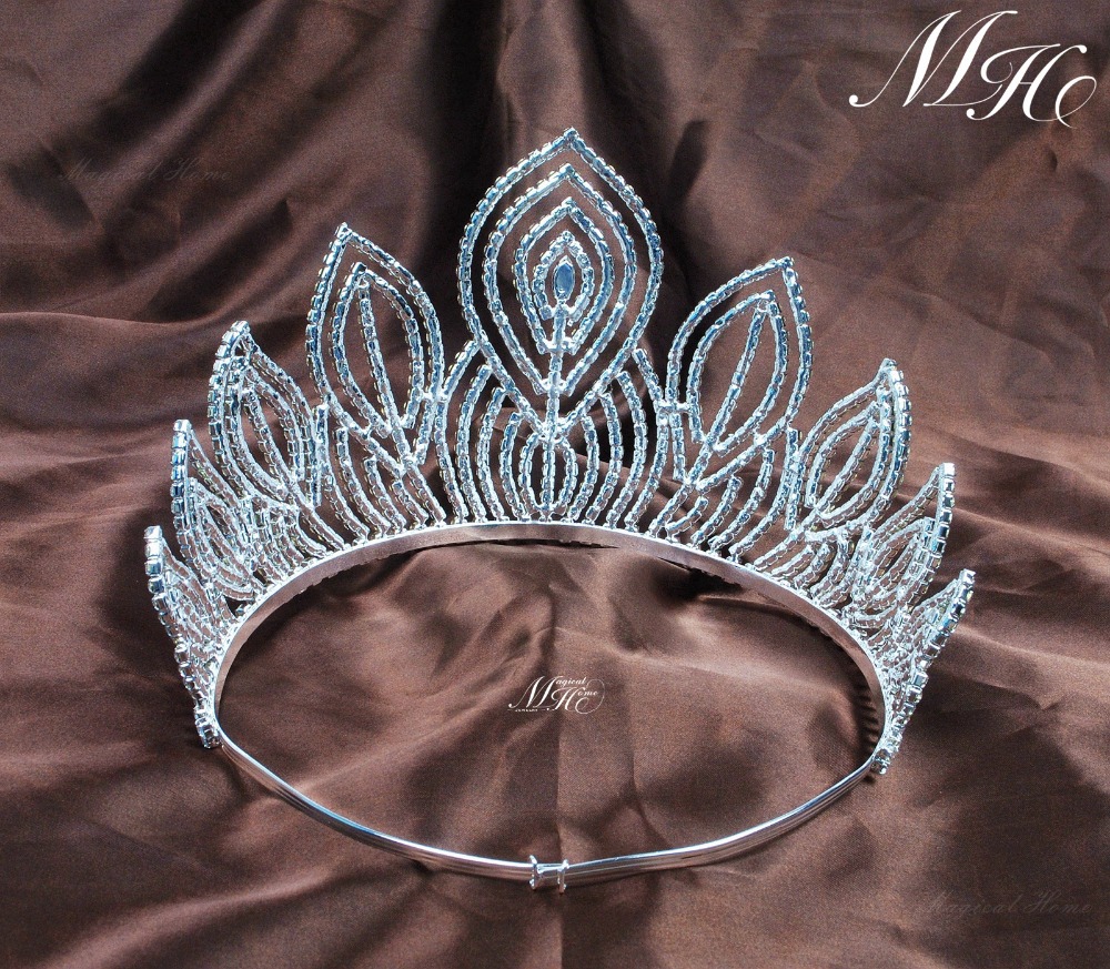 Fantastic Large 5.25" Pageant Tiaras Handmade Brides Crowns Clear Rhinestone Silver Headband Jewelry Bridal Wedding Prom Party - Image 6