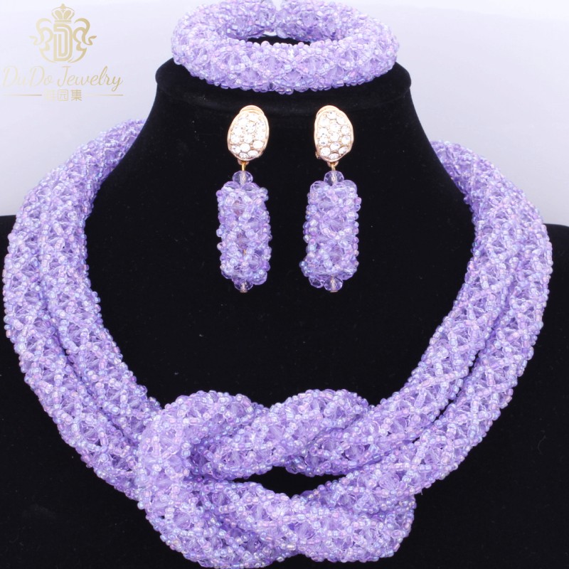 2020 Copper Fine Jewelry Set Silver Beads Dubai Choker Necklace 2 Layers Nigerian Wedding African Beads Jewelry Sets Fashion - Image 3