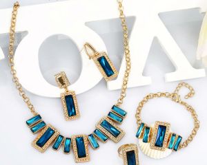 WesternRain Fashion Red/Blue Crystal Rhinestone African Beads Bridal Wedding Prom Party Jewelry Set US  Statement  Jewelry