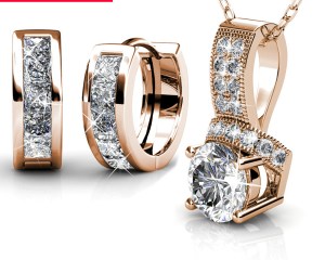 VEAMOR necklace earrings women jewelry sets rose gold color silver color crystals from SWAROVSKI hoop earring fashion jewelry