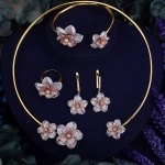 GODKI Fashion 3-Tone Multicolor Interval Luxury Bridal Wedding Flower Cubic Zirconia Necklace Ring Bracelet Earring Jewelry Set