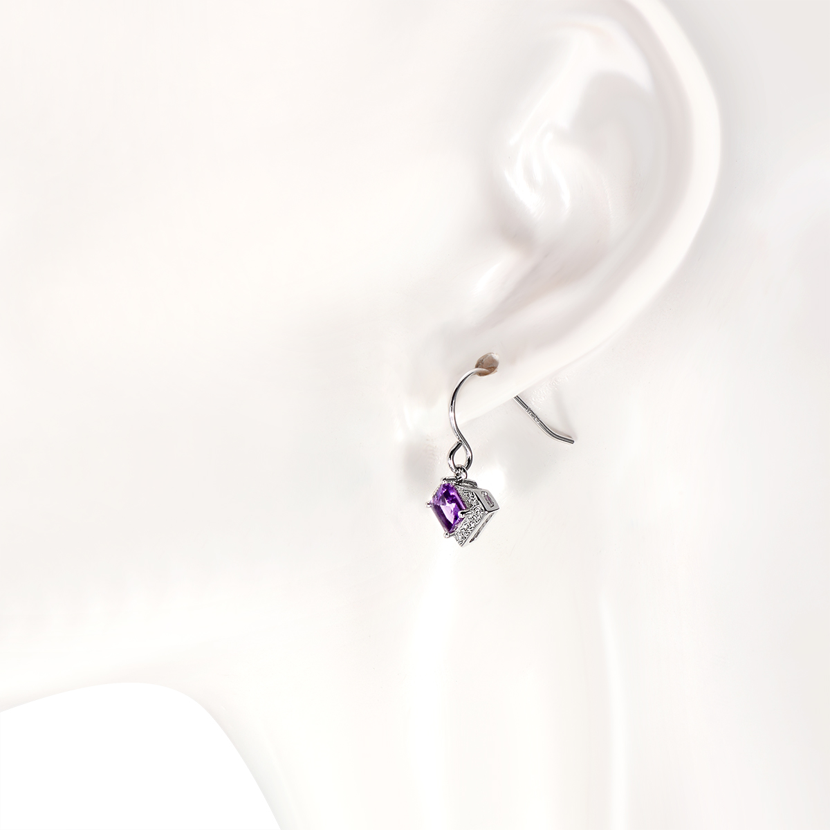 Natural Amethyst 1.6ct 925 Sterling Silver Luxurious Engagement Love Purple Gemstone Women Jewelry Set Earrings & Pendant Hutang - Image 5