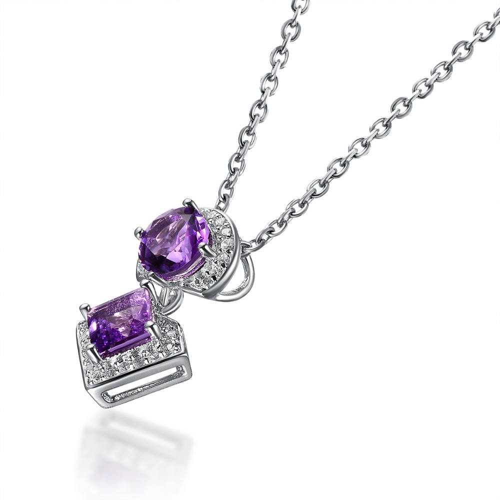 Natural Amethyst 1.6ct 925 Sterling Silver Luxurious Engagement Love Purple Gemstone Women Jewelry Set Earrings & Pendant Hutang - Image 3