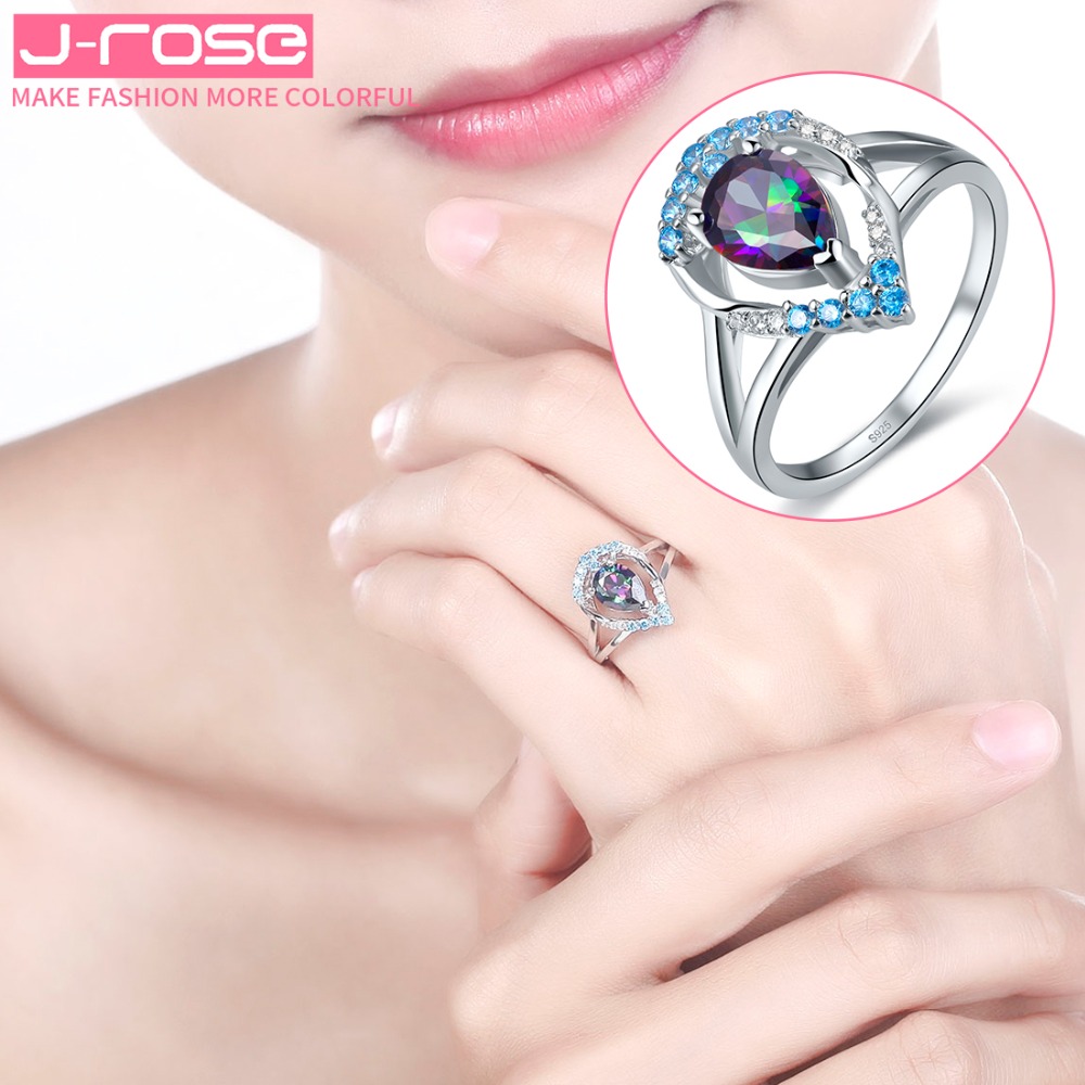 Jrose Wedding Bridal Jewelry 100% sets, 925 Sterling Silver Necklace, earrings, rings, water drops, manganese, garnet jewelry - Image 7