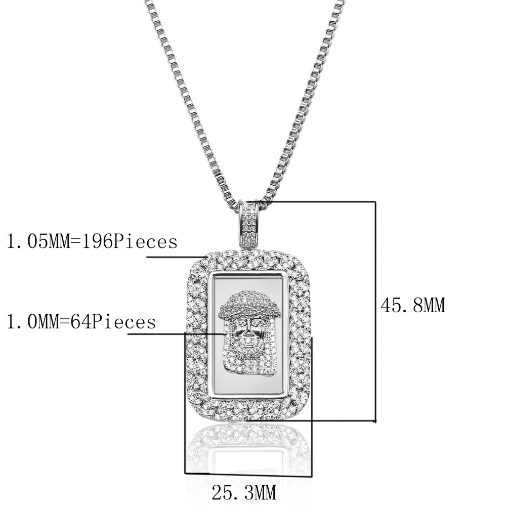 Square Necklace Pendant for Men Gold Color Clear Rhinestones Men's Necklaces Punk Male Trendy Jewelry Necklace Pendants - Image 3