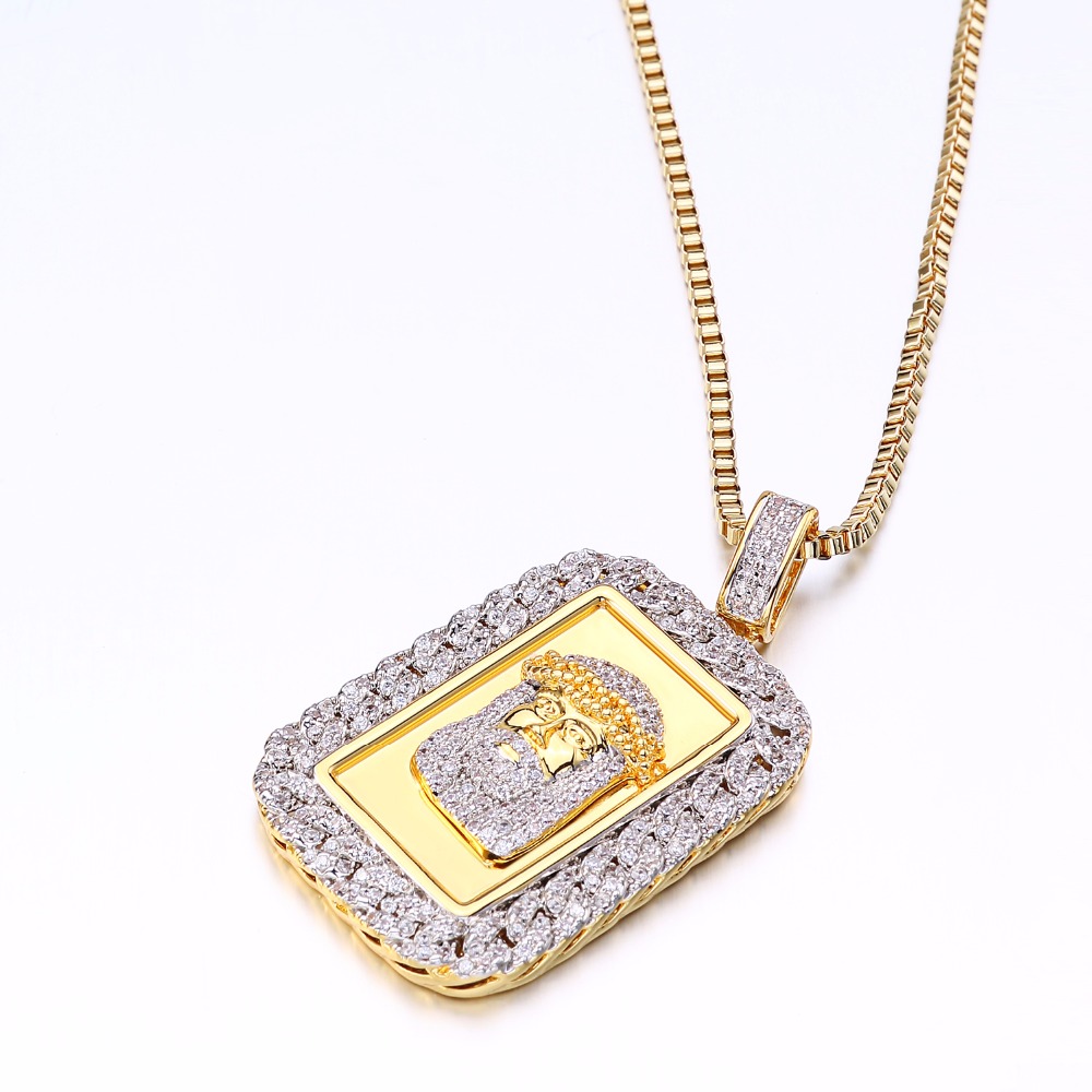 Square Necklace Pendant for Men Gold Color Clear Rhinestones Men's Necklaces Punk Male Trendy Jewelry Necklace Pendants - Image 7