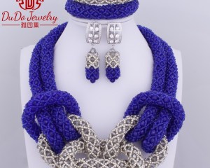 2020 Royal Blue Grey Owl Animal Jewelry Set Fashion Necklace Set Dubai Women Jewelry African Nigerian Wedding Beads Hot Sale