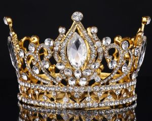 Big European Royal Crown Golden Rhinestone crown Tiara Super Large Quinceanera Crown Wedding hair Accessories Wholesale