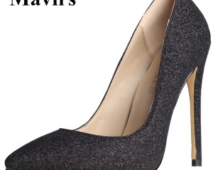 MAVIRS 2020 Glitter Pointed Toe Women Pumps Sexy High Heels Large Size Stiletto Black OL Dress Party Shoes