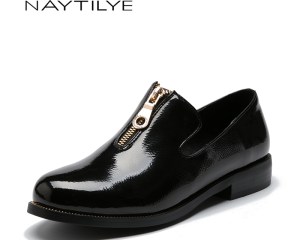 Flats 2020 Casual Round Toe Spring/Autumn woman shoes PU patent leather Black Bordo 36-41 Free shipping NAYTILYE