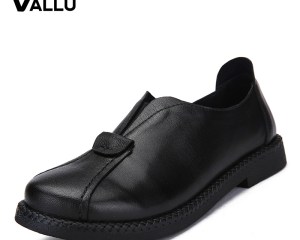 2020 VALLU Handmade Women Shoes Genuine Leather Flat Heels Round Toes Platform Women Flats Sheepskin Plus Size 41