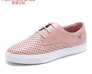 Aokang 2020 New arrival women flat genuine leather shoes red pink white women shoes breathable and soft free shipping