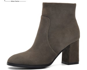 DONNA-IN sheep suede ankle boots fashion square toe thick heel women boots high heel genuine leather lady boots