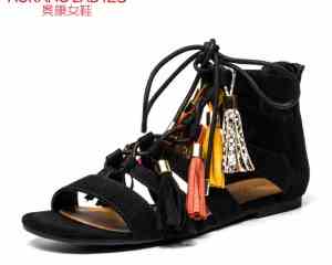 AOKANG 2020 Women Summer Shoes  leather shoes Fashion Summer Women's Sandals Women flats Free shipping