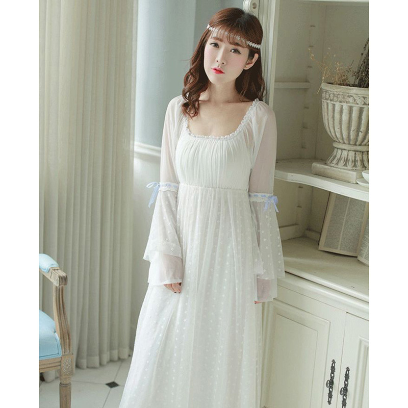 Retro Royal Princess Nightdress Soft Lace Guaze Nightgowns Vintage Double Layer Sexy Elegant Lady Long Sleeping Dress - Image 7